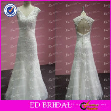 ED Bridal Sexy Cap Sleeve Key Hole Back Lace Appliqued Alibaba Wedding Dress 2017